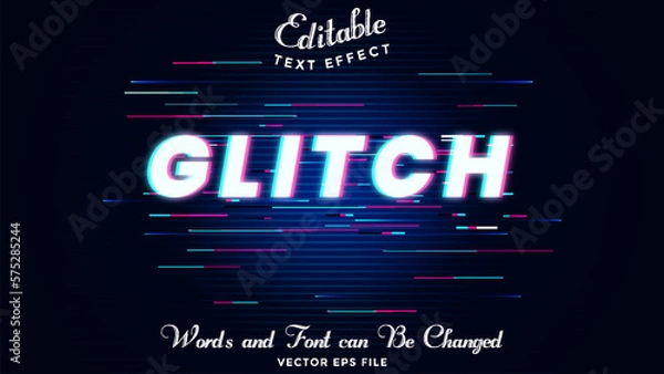Fototapeta Glitch text effect. Editable glitch font effect. Vector
