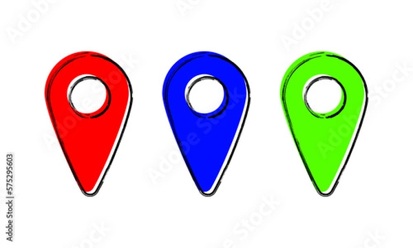 Fototapeta Map pin design. Geo pin icon. Flat vector Illustration. Map Locator Chart Marker Location Pin Pointer Signaling Radar.