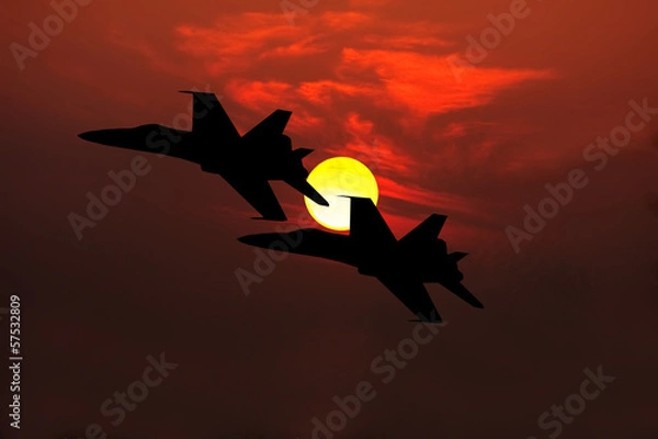 Obraz fighter jets silhouette