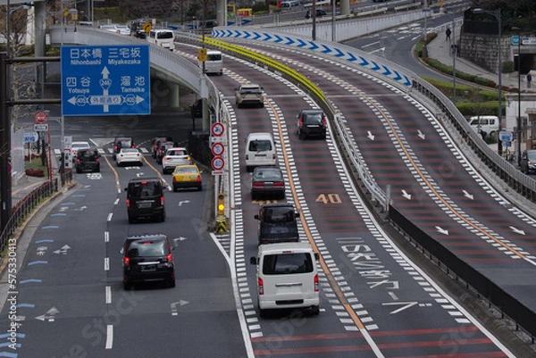 Obraz 赤坂の青山通りと赤坂見附の風景