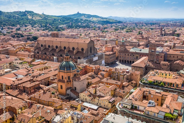 Fototapeta aerial view from Asinelli tower in Bologna, Italy