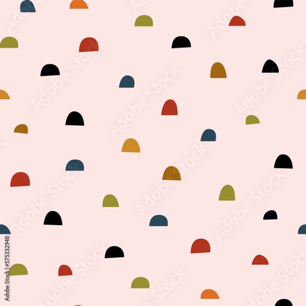 Fototapeta Abstract seamless pattern with arcs in random order on a pink background