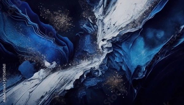 Obraz Abstract blue and white marble liquid texture, luxury background	
