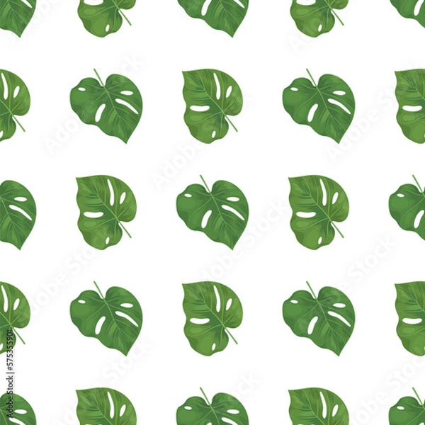 Obraz vector graphic seamless pattern with tropical leaves