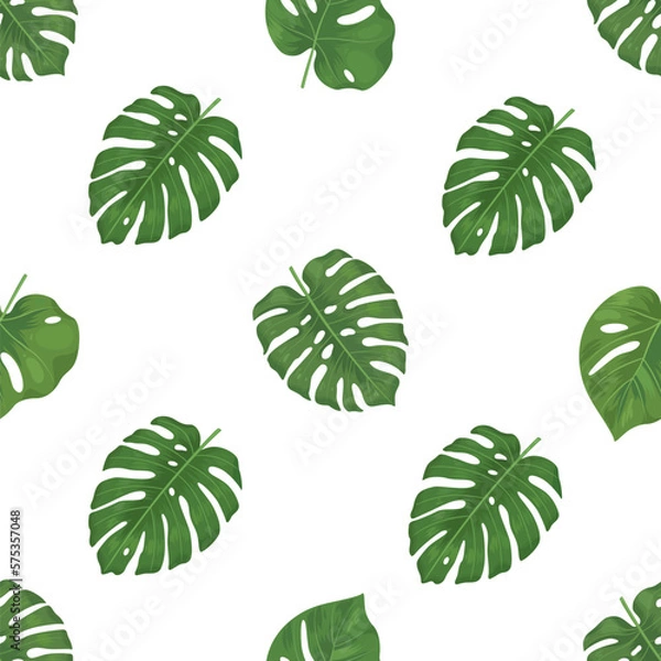 Obraz vector graphic seamless pattern with tropical leaves