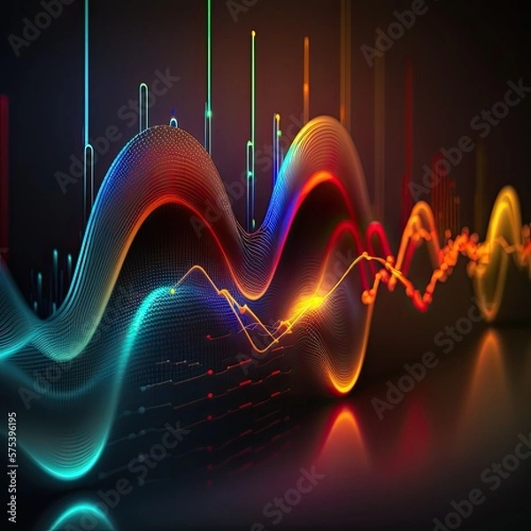 Obraz Colorful audio waveform 3d models abstract
