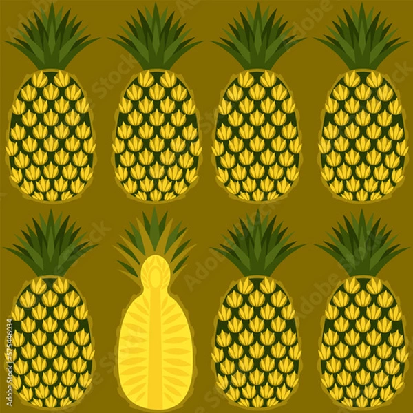 Fototapeta seamless pattern bright background with pineapples