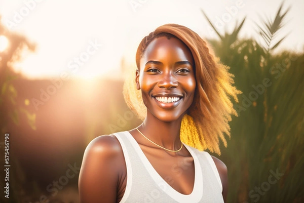 Fototapeta African woman smiling, Generative AI