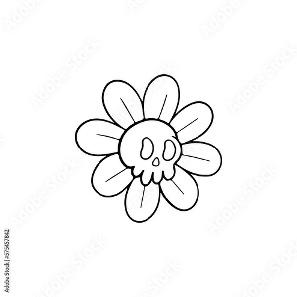 Fototapeta vector illustration of a flower with a skull