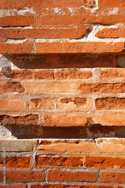 Obraz Old red brick wall elements. Brick texture wall