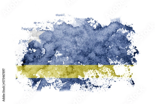 Fototapeta Netherlands, Dutch, Holland, Curacao flag background painted on white paper with watercolor.