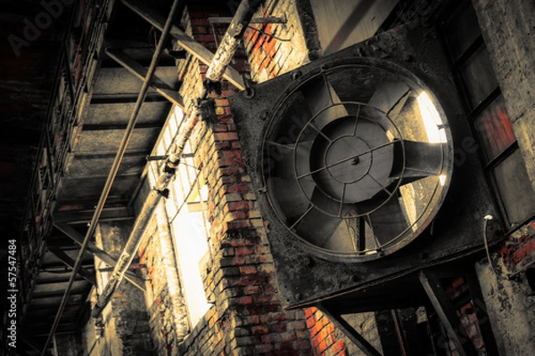 Fototapeta industrial ventilator, brick wall