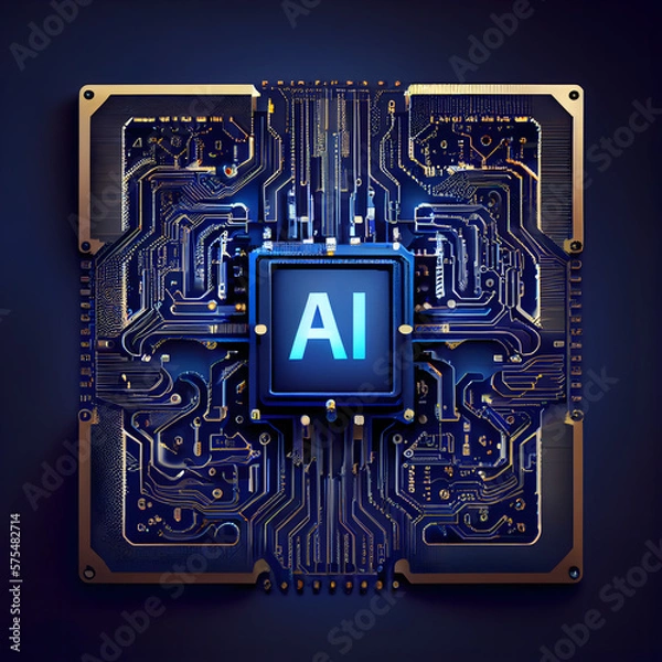 Fototapeta AI ,artificial intelligence electronic chip ,printed circuit board, Generative AI