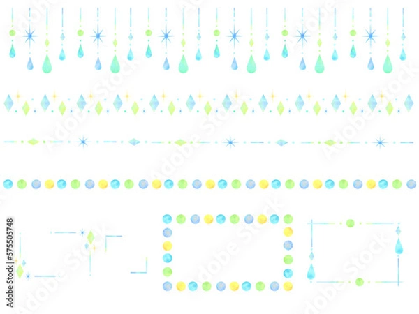 Obraz 水彩の飾り罫＆フレームセット①