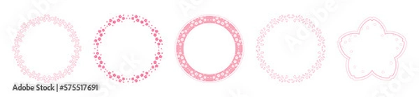 Fototapeta 素材_フレームのセット_桜をモチーフにした春の飾り枠。シンプルで高級感のある囲みのデザイン。テキスト無し