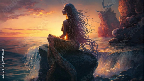 Obraz Mermaid in the sunset
