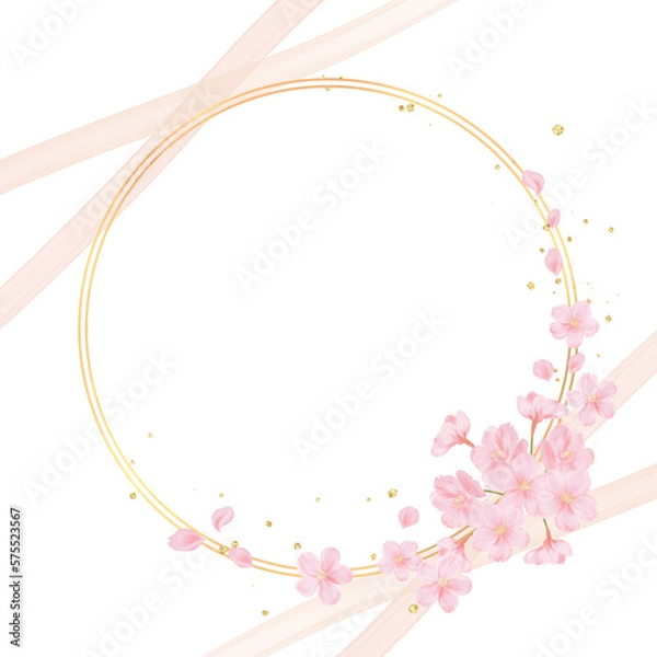 Obraz 金の桜サークルフレーム