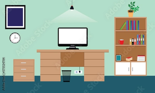 Fototapeta Flat workspace with modern elements