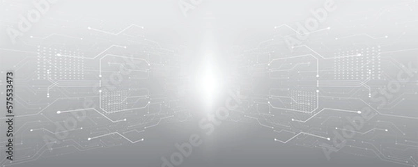 Obraz Grey white Abstract technology background, Hi tech digital connect, communication, High technology concept, Science, technology background