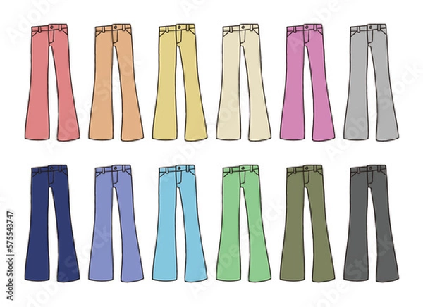 Obraz フレアパンツのイラストセット