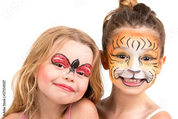 Obraz Face painting, tiger and ladybug
