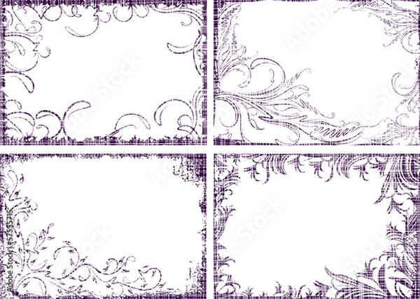 Fototapeta Set of four frames in grunge style