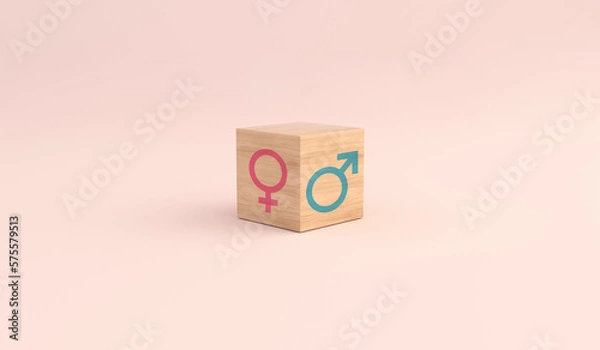Fototapeta Male and female gender icons against pink background. Gender equality concept.