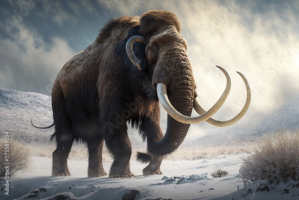 Fototapeta Giant Prehistoric Wooly Mammoth Generative AI