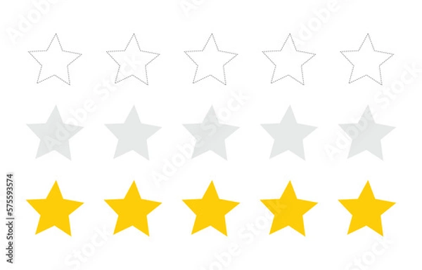 Fototapeta Rating stars icon. Customer experience icon. 1 to 5 star satisfaction rating icon vector symbol sign. Rating vector illustration on isolated background.