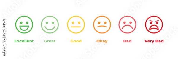 Fototapeta Smile rating icon set. Customer experience icon. Smile rating with 6 scale infographic concept for graphic, web and mobile design 