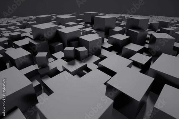 Fototapeta 3D black graphite cubes background