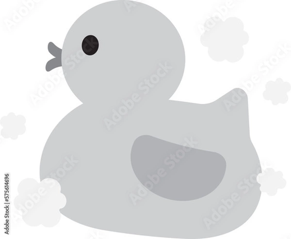 Fototapeta ゆるかわなおもちゃのアヒル　石鹼の泡　グレースケール