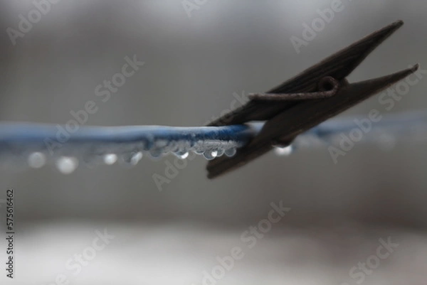 Obraz Raindrops on a clothesline