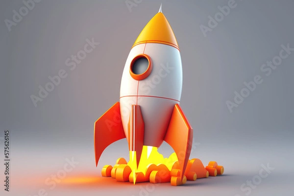 Obraz simple 3d rocket emoji icon made by generative ai