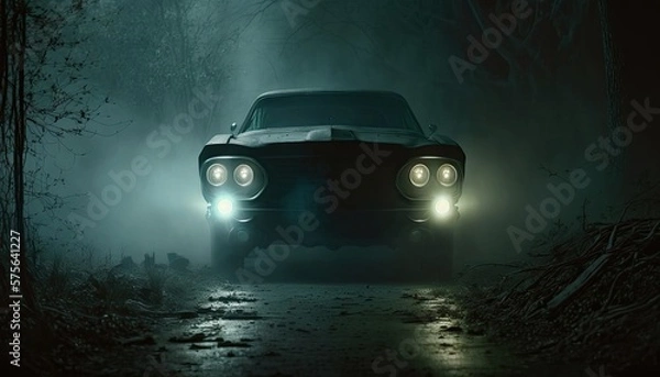 Obraz Car headlights at night
