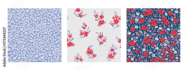 Fototapeta Design of spring print with flowers for textile and dresses