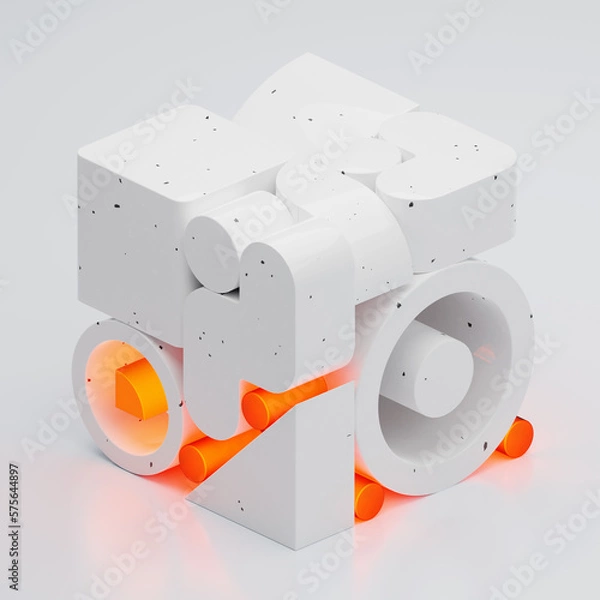 Fototapeta Abstract 3D Isometric Geometry, Abstract shape on white background, 3d illustration.
