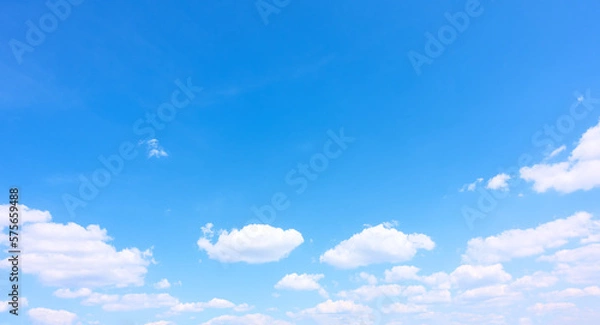 Fototapeta Panoramic view of summer blue sky with white clouds