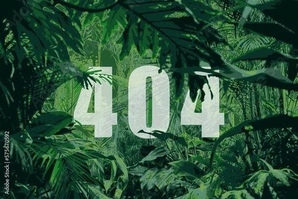 Fototapeta Error 404 page not found. Lost in the jungle.