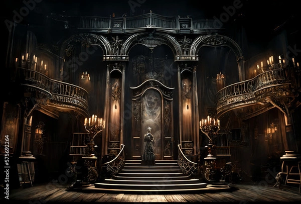 Fototapeta stage for a broadway play musical, opera, generative ai