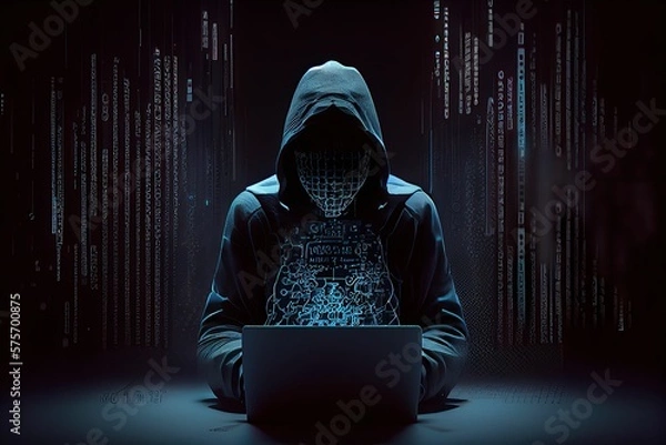 Fototapeta Cyber-security hacker by Generative AI technology