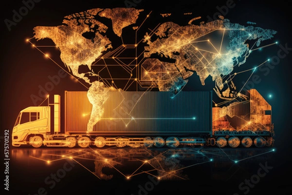 Obraz Global supply chain management, transportation logistics optimization, distribution network design, demand forecasting, freight forwarding, and brokerage.  Transportation management systems (TMS)