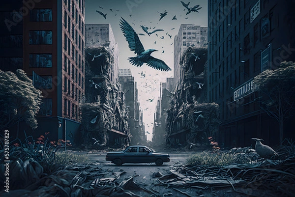 Obraz Post zombie Apocalypse space, made with Generative AI