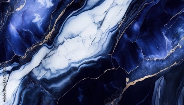 Obraz Abstract blue marble texture with gold splashes, blue luxury background