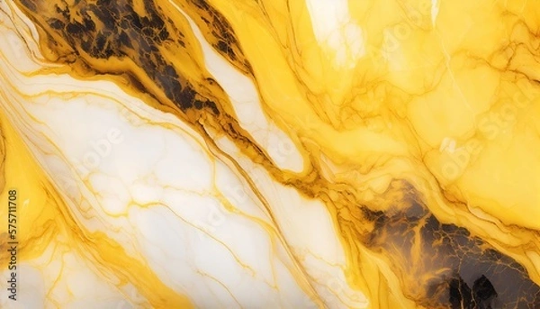 Fototapeta Abstract yellow marble liquid texture, yellow luxury background