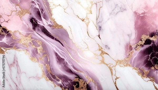Obraz Abstract purple marble texture with gold splashes, purple luxury background