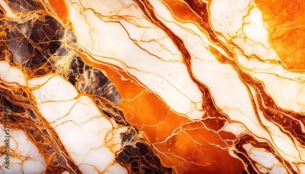 Obraz Abstract orange marble texture with gold splashes, orange luxury background