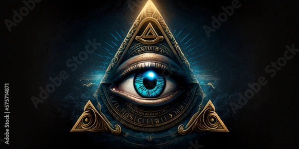 Fototapeta The All-Seeing Eye of the Illuminati in a Triangle, Illustrated
