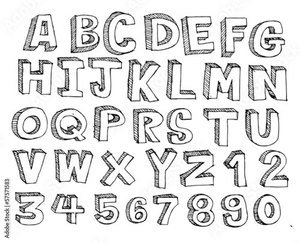 Obraz Font Sketch Hand drawing vector letters
