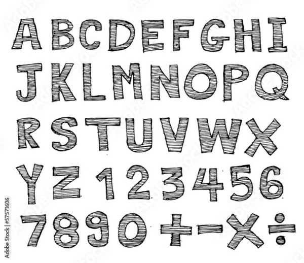 Fototapeta Font Sketch Hand drawing vector letters